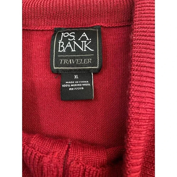 Jos. A. Bank Traveler Men's Red merino wool Sweater Size XL - Picture 3 of 4